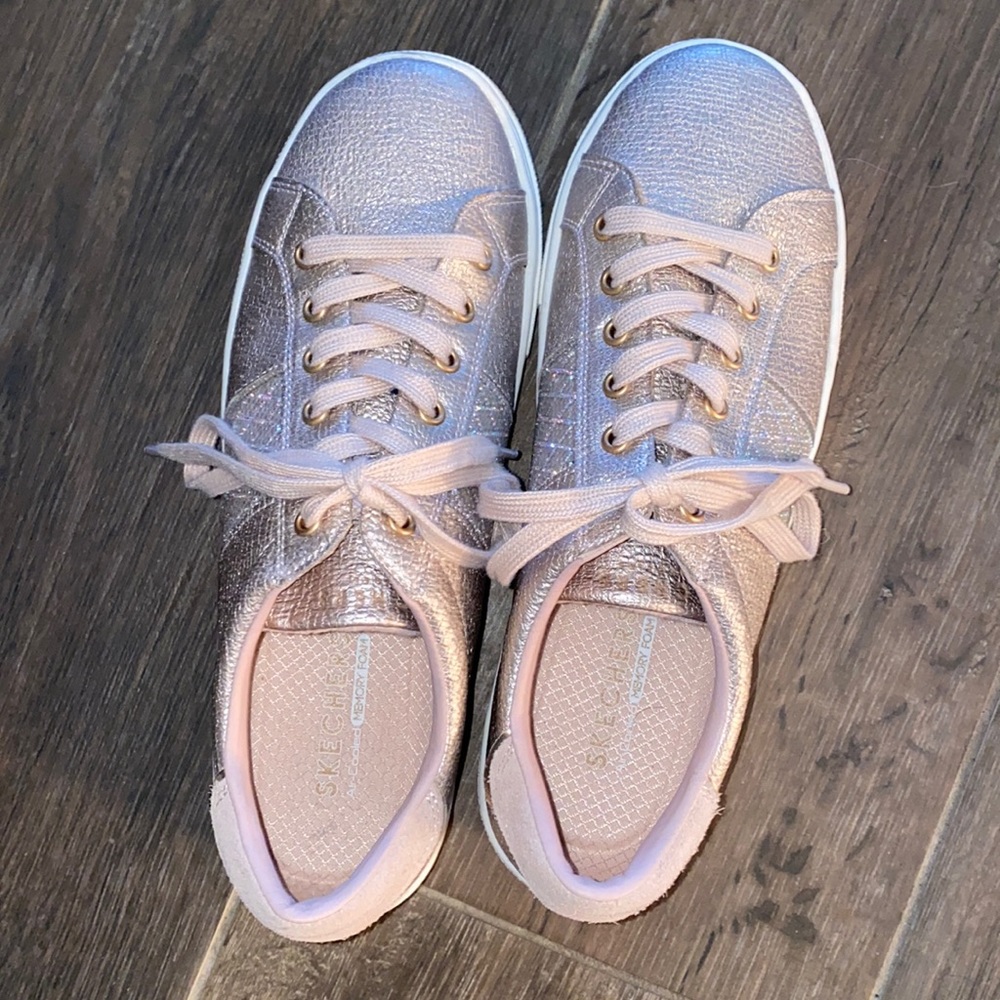 Rose gold Sketcher sneakers size 8